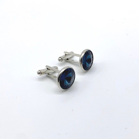 Men’s Blue cufflinks- Swarovski sapphire crystals - Picture 4 of 4